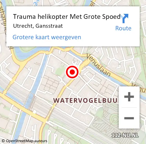 Locatie op kaart van de 112 melding: Trauma helikopter Met Grote Spoed Naar Utrecht, Gansstraat op 24 december 2022 11:24