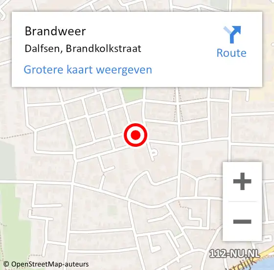 Locatie op kaart van de 112 melding: Brandweer Dalfsen, Brandkolkstraat op 24 december 2022 11:39