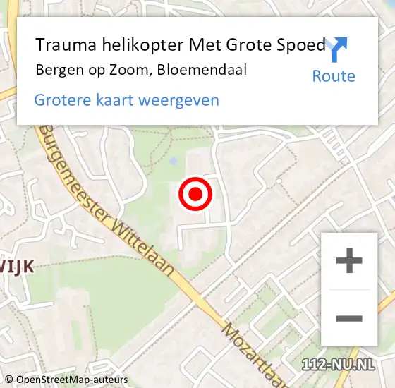 Locatie op kaart van de 112 melding: Trauma helikopter Met Grote Spoed Naar Bergen op Zoom, Bloemendaal op 24 december 2022 12:18