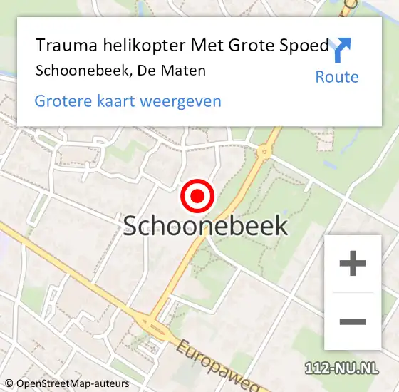 Locatie op kaart van de 112 melding: Trauma helikopter Met Grote Spoed Naar Schoonebeek, De Maten op 24 december 2022 13:21