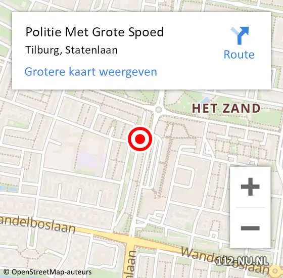 Locatie op kaart van de 112 melding: Politie Met Grote Spoed Naar Tilburg, Statenlaan op 24 december 2022 13:45