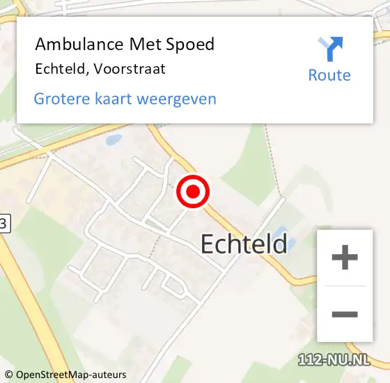Locatie op kaart van de 112 melding: Ambulance Met Spoed Naar Echteld, Voorstraat op 24 december 2022 13:56