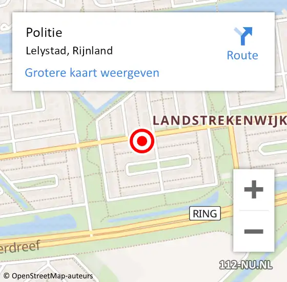 Locatie op kaart van de 112 melding: Politie Lelystad, Rijnland op 24 december 2022 14:51