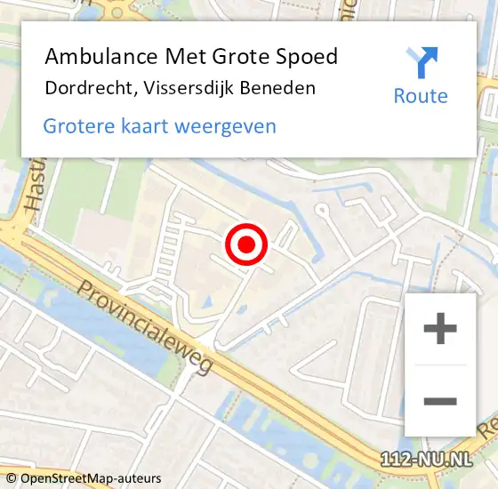 Locatie op kaart van de 112 melding: Ambulance Met Grote Spoed Naar Dordrecht, Vissersdijk Beneden op 24 december 2022 16:11