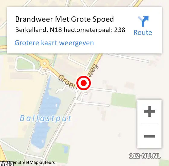 Locatie op kaart van de 112 melding: Brandweer Met Grote Spoed Naar Berkelland, N18 hectometerpaal: 238 op 24 december 2022 17:43