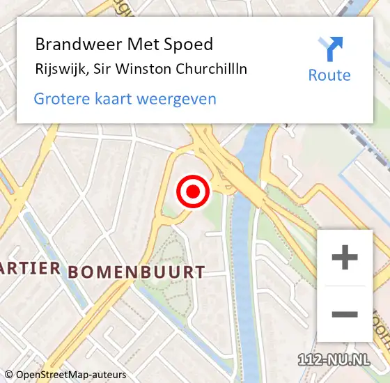 Locatie op kaart van de 112 melding: Brandweer Met Spoed Naar Rijswijk, Sir Winston Churchillln op 24 december 2022 18:48