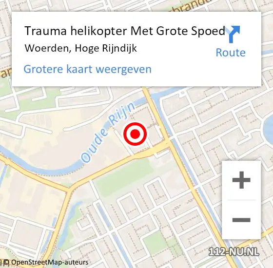 Locatie op kaart van de 112 melding: Trauma helikopter Met Grote Spoed Naar Woerden, Hoge Rijndijk op 24 december 2022 18:58