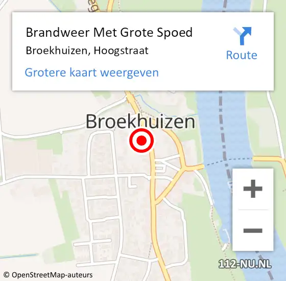 Locatie op kaart van de 112 melding: Brandweer Met Grote Spoed Naar Broekhuizen, Hoogstraat op 24 december 2022 19:05