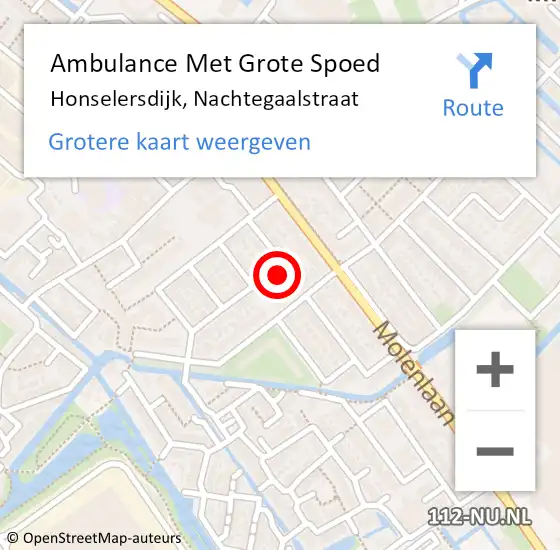 Locatie op kaart van de 112 melding: Ambulance Met Grote Spoed Naar Honselersdijk, Nachtegaalstraat op 24 december 2022 19:07
