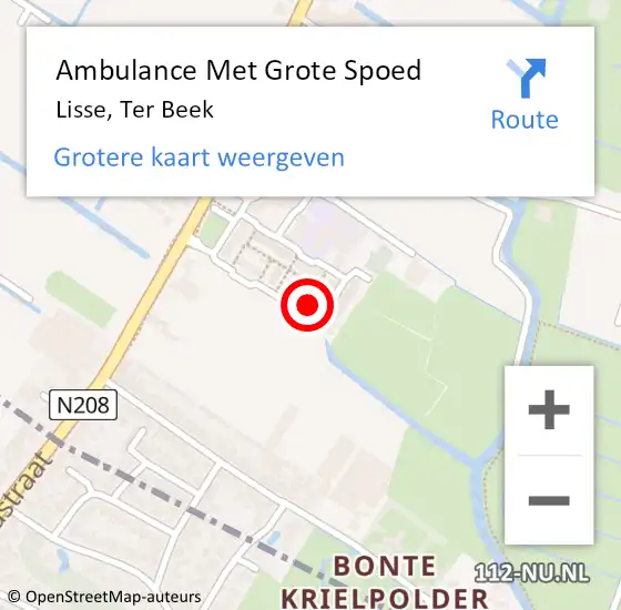 Locatie op kaart van de 112 melding: Ambulance Met Grote Spoed Naar Lisse, Ter Beek op 24 december 2022 20:24