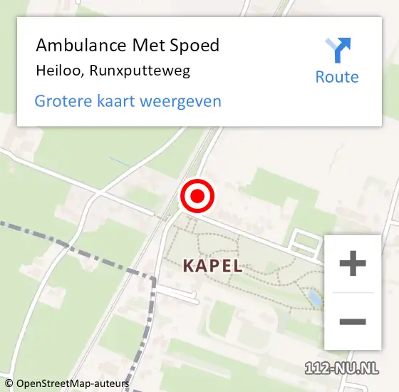 Locatie op kaart van de 112 melding: Ambulance Met Spoed Naar Heiloo, Runxputteweg op 24 december 2022 21:45