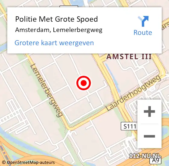 Locatie op kaart van de 112 melding: Politie Met Grote Spoed Naar Amsterdam, Lemelerbergweg op 24 december 2022 23:23