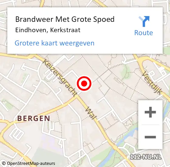 Locatie op kaart van de 112 melding: Brandweer Met Grote Spoed Naar Eindhoven, Kerkstraat op 25 december 2022 03:53