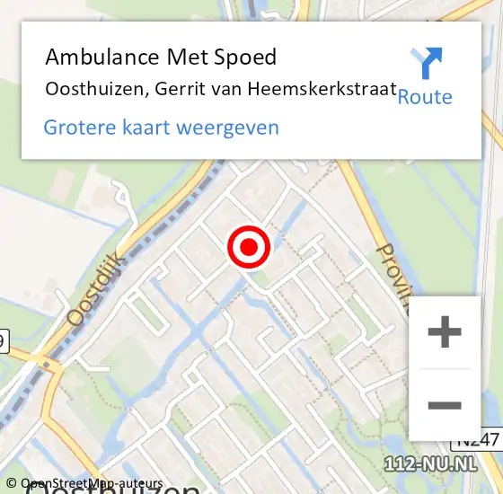 Locatie op kaart van de 112 melding: Ambulance Met Spoed Naar Oosthuizen, Gerrit van Heemskerkstraat op 25 december 2022 06:11