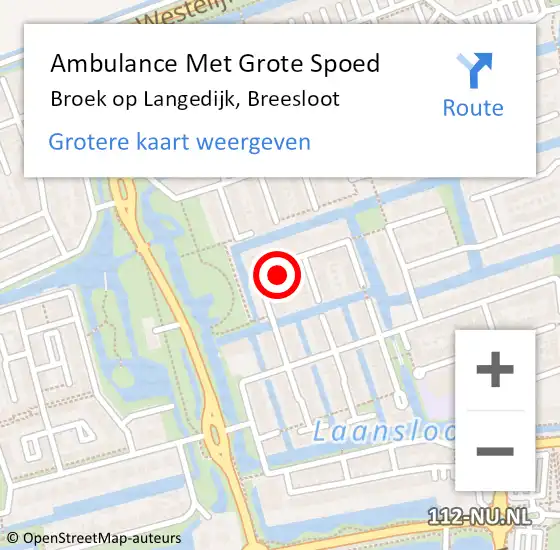 Locatie op kaart van de 112 melding: Ambulance Met Grote Spoed Naar Broek op Langedijk, Breesloot op 25 december 2022 07:37