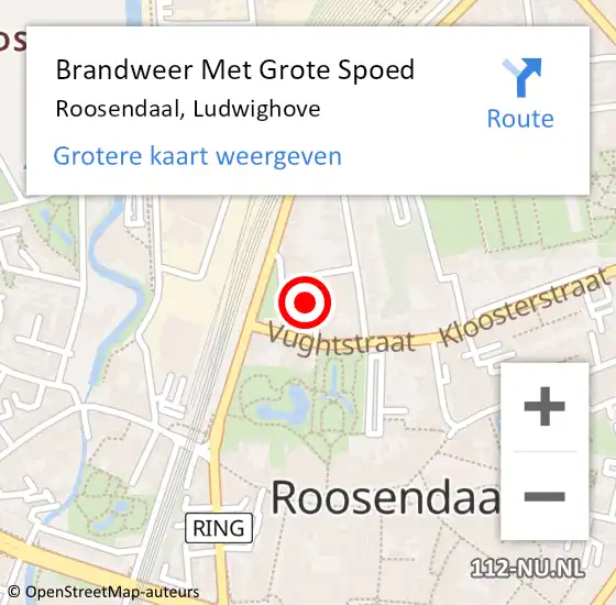 Locatie op kaart van de 112 melding: Brandweer Met Grote Spoed Naar Roosendaal, Ludwighove op 25 december 2022 09:41