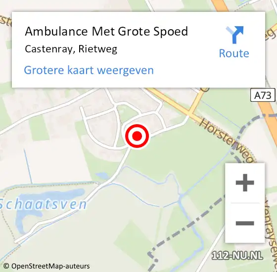 Locatie op kaart van de 112 melding: Ambulance Met Grote Spoed Naar Castenray, Rietweg op 25 december 2022 11:36