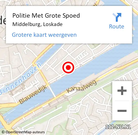 Locatie op kaart van de 112 melding: Politie Met Grote Spoed Naar Middelburg, Loskade op 25 december 2022 12:39