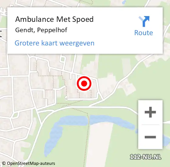 Locatie op kaart van de 112 melding: Ambulance Met Spoed Naar Gendt, Peppelhof op 25 december 2022 14:15