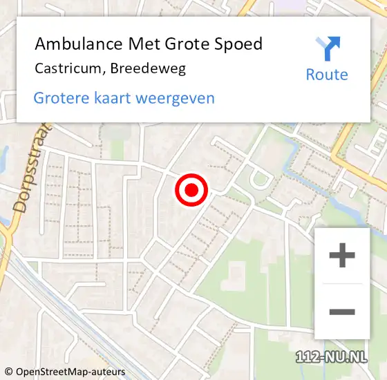 Locatie op kaart van de 112 melding: Ambulance Met Grote Spoed Naar Castricum, Breedeweg op 25 december 2022 14:46