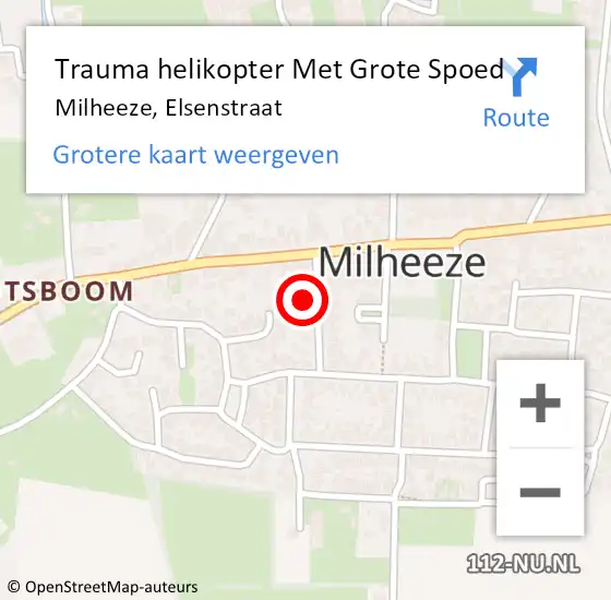 Locatie op kaart van de 112 melding: Trauma helikopter Met Grote Spoed Naar Milheeze, Elsenstraat op 25 december 2022 15:42