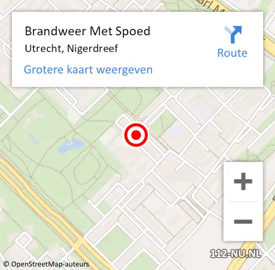 Locatie op kaart van de 112 melding: Brandweer Met Spoed Naar Utrecht, Nigerdreef op 25 december 2022 19:01