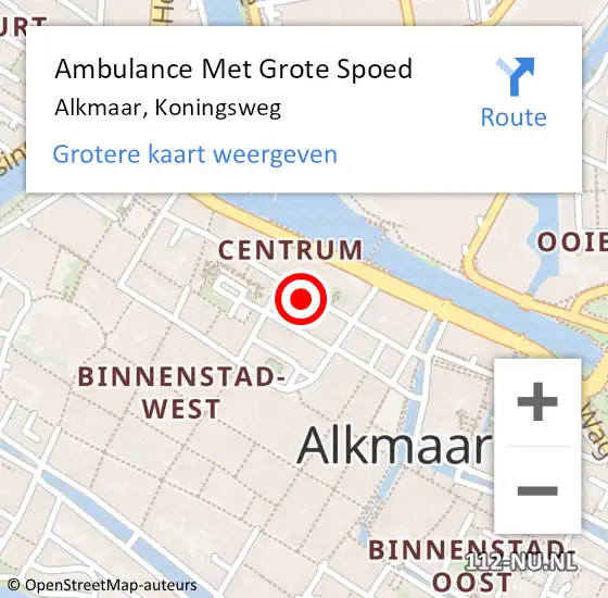 Locatie op kaart van de 112 melding: Ambulance Met Grote Spoed Naar Alkmaar, Koningsweg op 25 december 2022 21:16