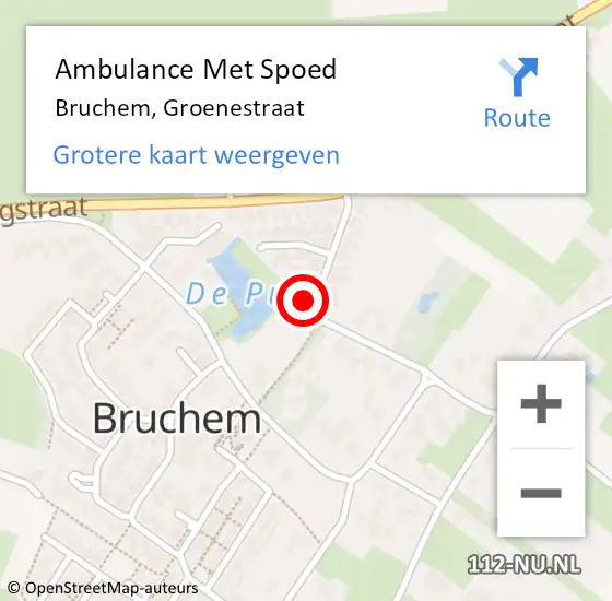 Locatie op kaart van de 112 melding: Ambulance Met Spoed Naar Bruchem, Groenestraat op 25 december 2022 21:31