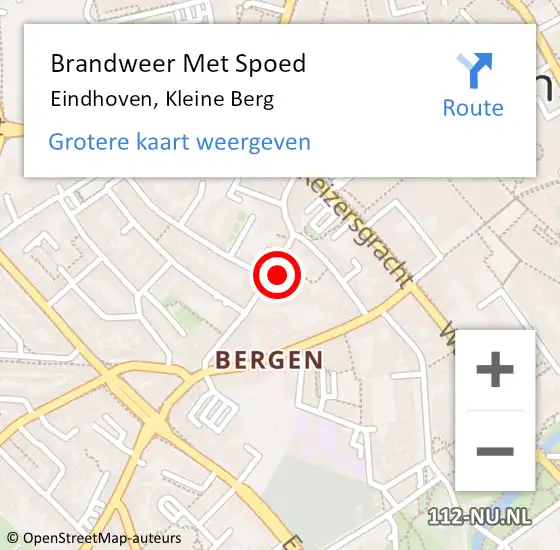 Locatie op kaart van de 112 melding: Brandweer Met Spoed Naar Eindhoven, Kleine Berg op 25 december 2022 22:19