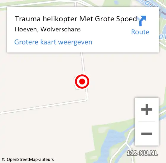 Locatie op kaart van de 112 melding: Trauma helikopter Met Grote Spoed Naar Hoeven, Wolverschans op 25 december 2022 23:05