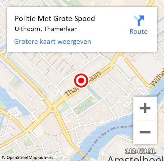 Locatie op kaart van de 112 melding: Politie Met Grote Spoed Naar Uithoorn, Thamerlaan op 26 december 2022 03:04
