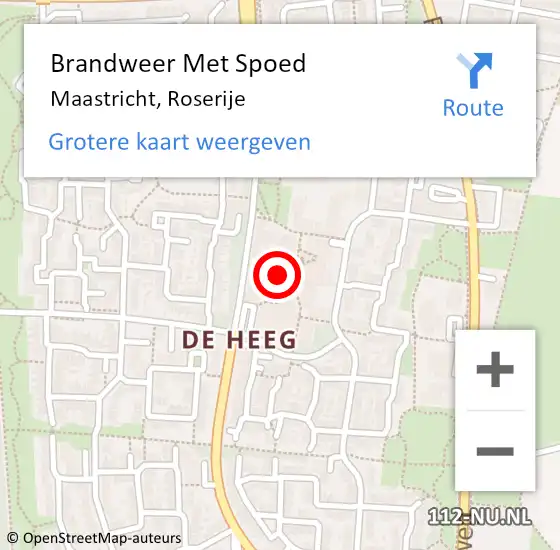 Locatie op kaart van de 112 melding: Brandweer Met Spoed Naar Maastricht, Roserije op 26 december 2022 03:10