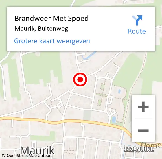 Locatie op kaart van de 112 melding: Brandweer Met Spoed Naar Maurik, Buitenweg op 26 december 2022 07:29