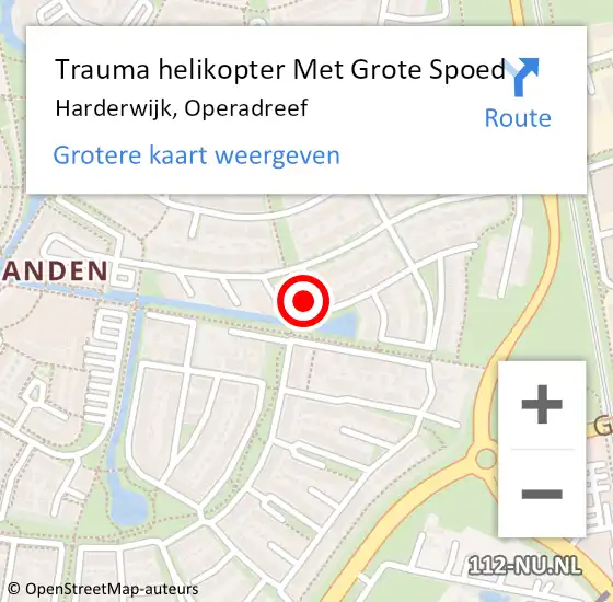 Locatie op kaart van de 112 melding: Trauma helikopter Met Grote Spoed Naar Harderwijk, Operadreef op 26 december 2022 08:01