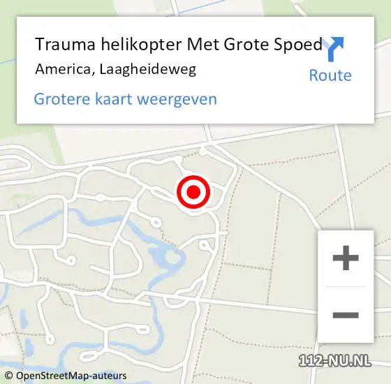 Locatie op kaart van de 112 melding: Trauma helikopter Met Grote Spoed Naar America, Laagheideweg op 26 december 2022 10:39