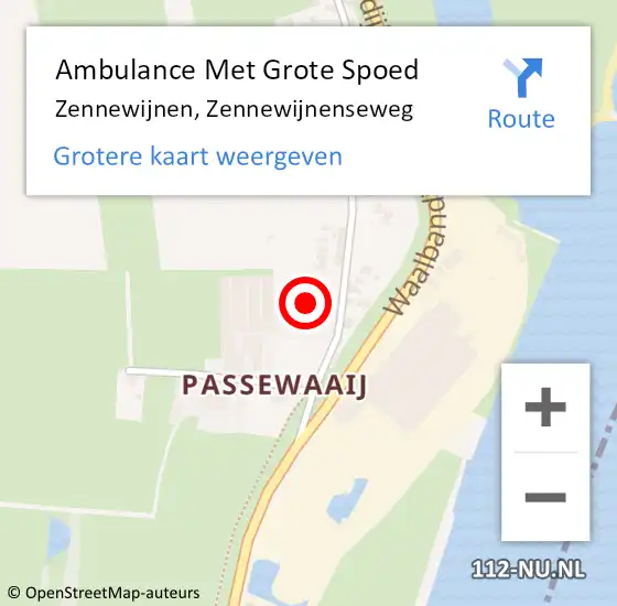 Locatie op kaart van de 112 melding: Ambulance Met Grote Spoed Naar Zennewijnen, Zennewijnenseweg op 26 december 2022 11:10