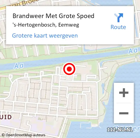 Locatie op kaart van de 112 melding: Brandweer Met Grote Spoed Naar 's-Hertogenbosch, Eemweg op 26 december 2022 13:05