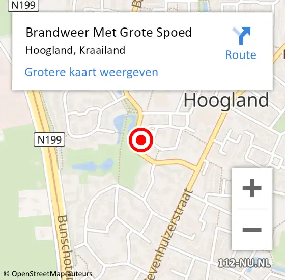 Locatie op kaart van de 112 melding: Brandweer Met Grote Spoed Naar Hoogland, Kraailand op 26 december 2022 14:04