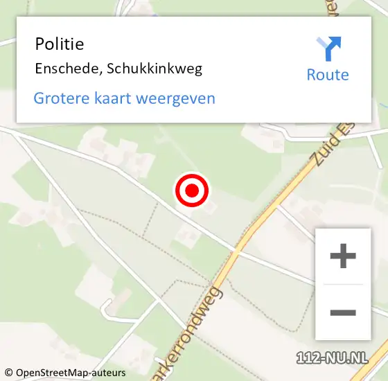Locatie op kaart van de 112 melding: Politie Enschede, Schukkinkweg op 26 december 2022 14:45