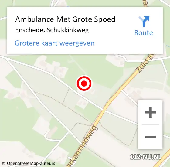 Locatie op kaart van de 112 melding: Ambulance Met Grote Spoed Naar Enschede, Schukkinkweg op 26 december 2022 14:58