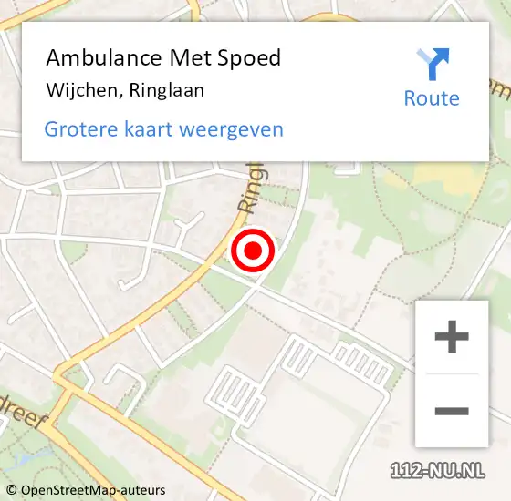 Locatie op kaart van de 112 melding: Ambulance Met Spoed Naar Wijchen, Ringlaan op 26 december 2022 15:13