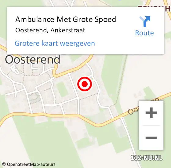 Locatie op kaart van de 112 melding: Ambulance Met Grote Spoed Naar Oosterend, Ankerstraat op 26 december 2022 16:20