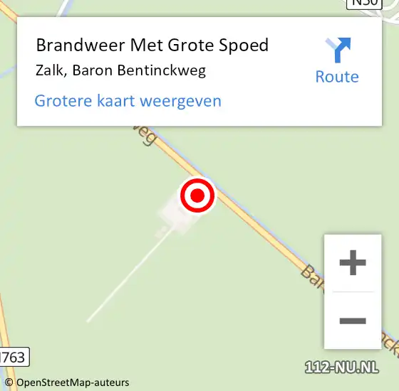 Locatie op kaart van de 112 melding: Brandweer Met Grote Spoed Naar Zalk, Baron Bentinckweg op 26 december 2022 16:37