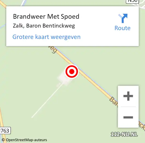Locatie op kaart van de 112 melding: Brandweer Met Spoed Naar Zalk, Baron Bentinckweg op 26 december 2022 17:13
