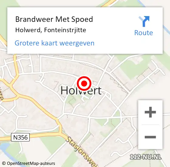 Locatie op kaart van de 112 melding: Brandweer Met Spoed Naar Holwerd, Fonteinstrjitte op 26 december 2022 17:27