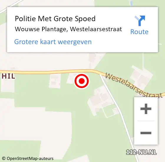 Locatie op kaart van de 112 melding: Politie Met Grote Spoed Naar Wouwse Plantage, Westelaarsestraat op 26 december 2022 17:44