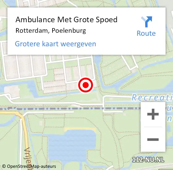 Locatie op kaart van de 112 melding: Ambulance Met Grote Spoed Naar Rotterdam, Poelenburg op 26 december 2022 17:54