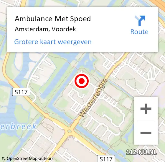 Locatie op kaart van de 112 melding: Ambulance Met Spoed Naar Amsterdam, Voordek op 26 december 2022 18:38