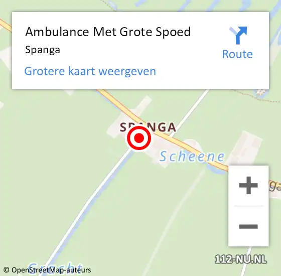 Locatie op kaart van de 112 melding: Ambulance Met Grote Spoed Naar Spanga op 26 december 2022 19:35