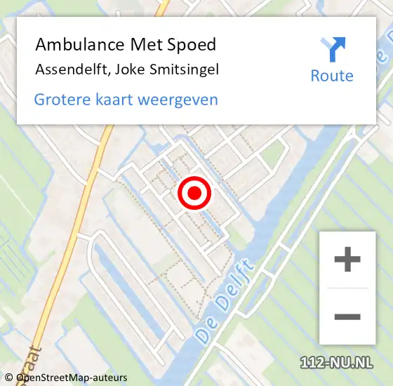 Locatie op kaart van de 112 melding: Ambulance Met Spoed Naar Assendelft, Joke Smitsingel op 27 december 2022 01:09